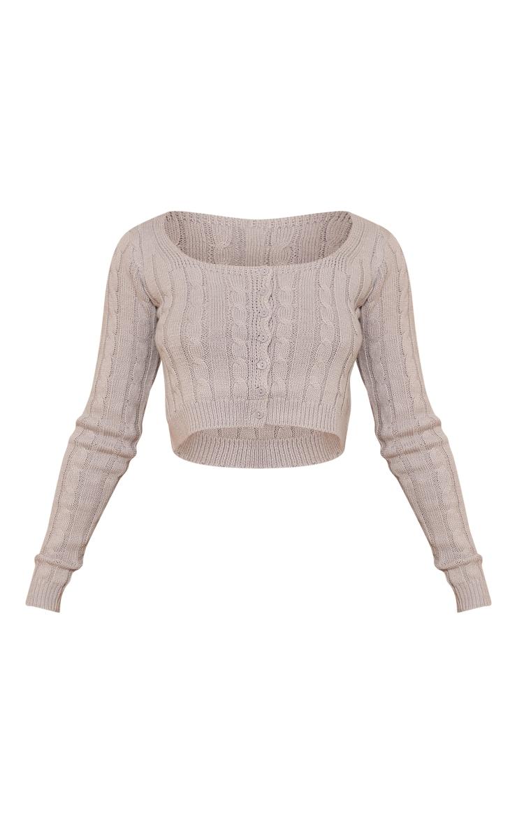 Petite Grey Button Up Cropped Cardigan Product Image