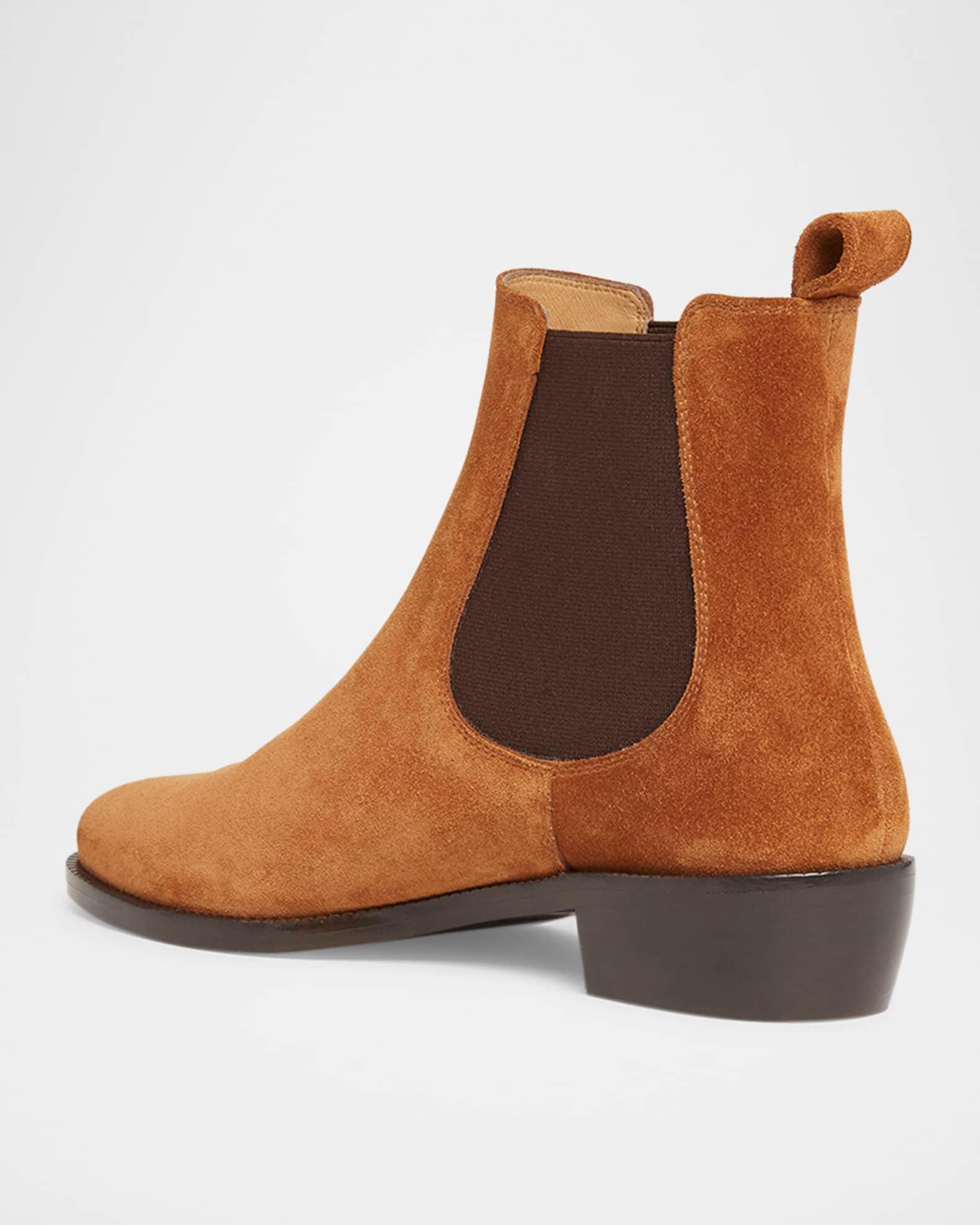 Suede Metal-Strap Chelsea Booties Product Image