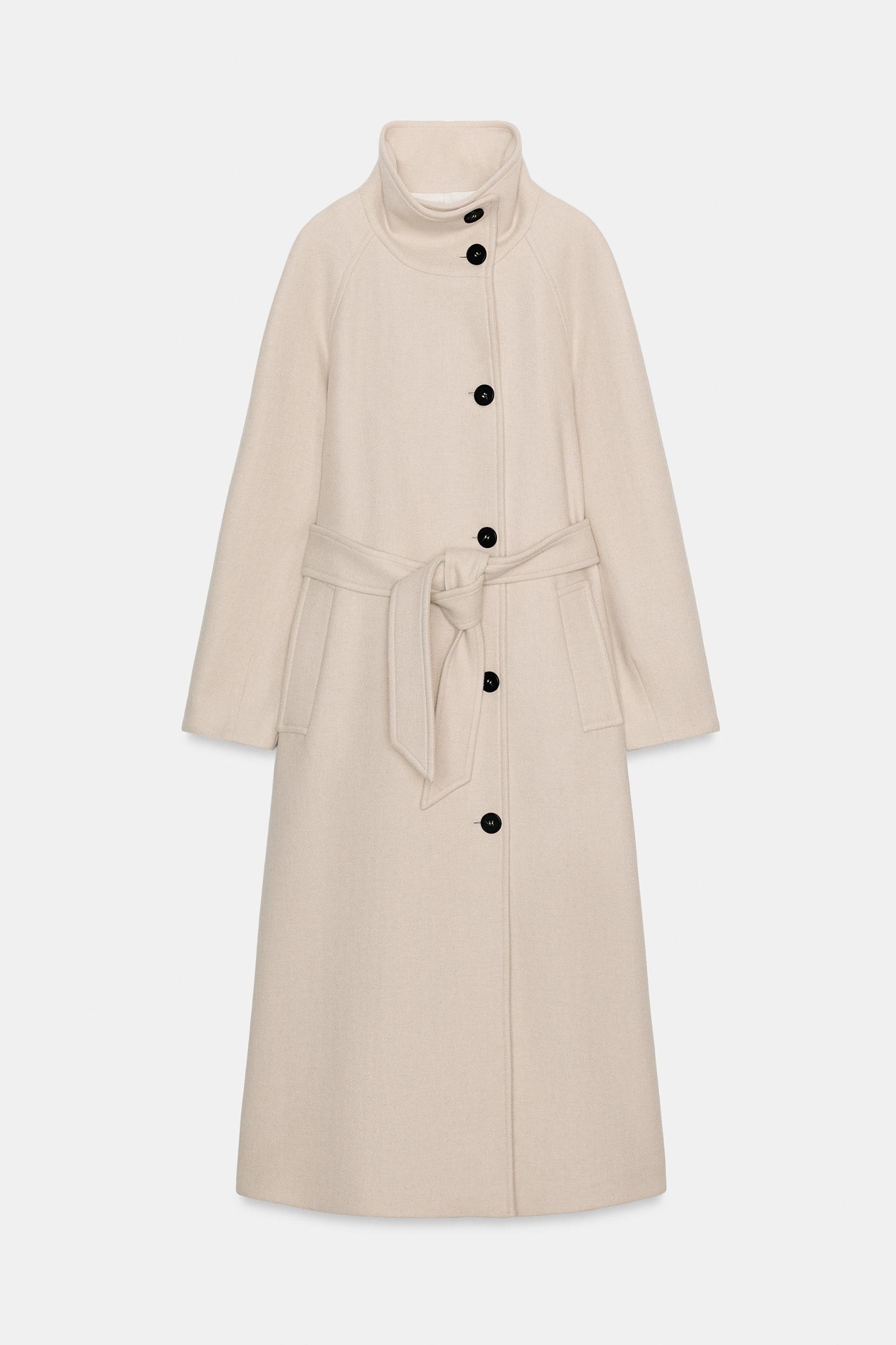 LONG WOOL COAT WITH HIGH NECK Product Image