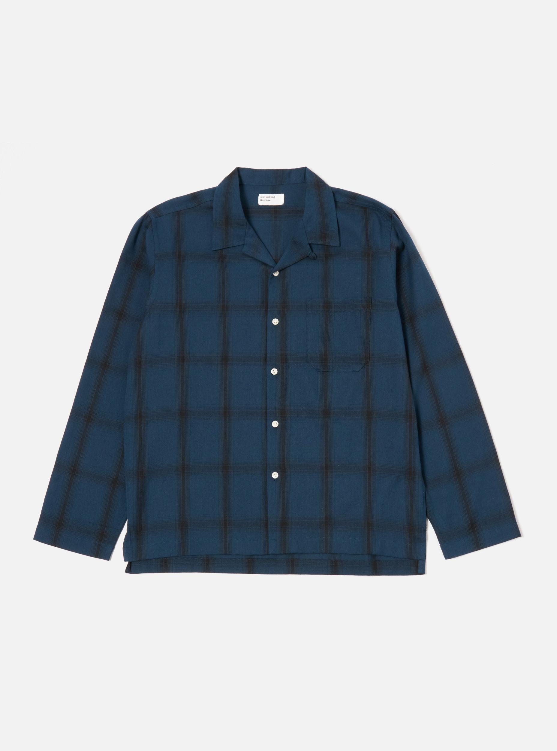 Universal Works Long Pyjama Set in Navy Shadow Check Product Image