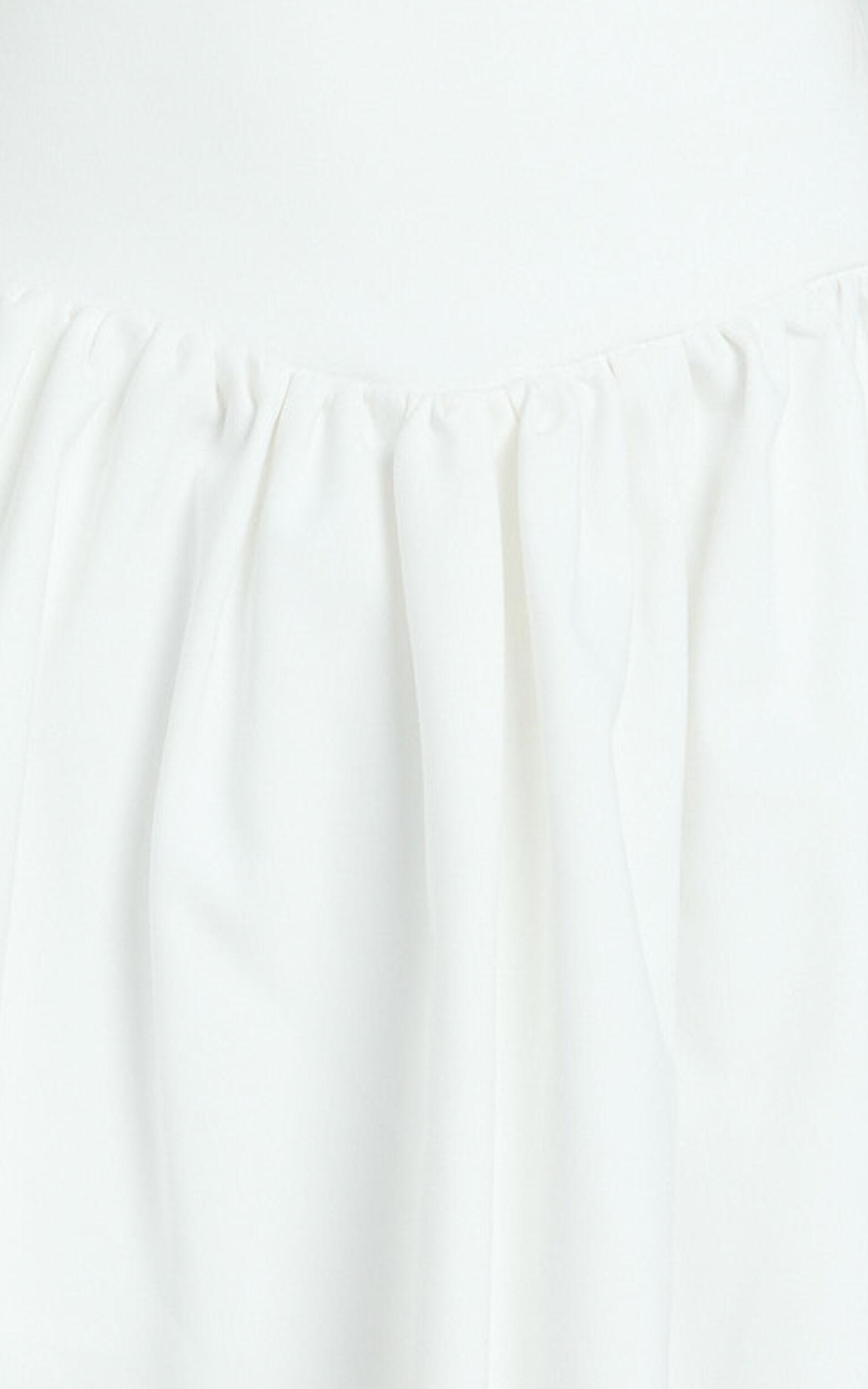 Angelica Mini Skirt - High Waisted V Yoke Skirt in Off White Product Image