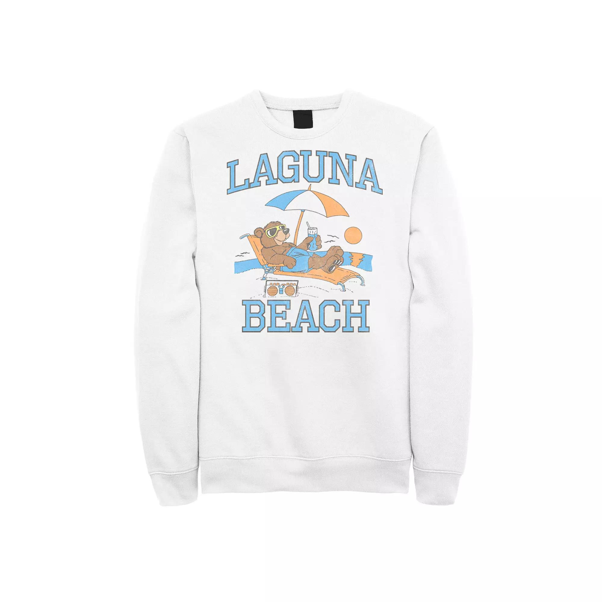 Men's Laguna Beach Bear Vacation Sweatshirt, Size: XXL, White Product Image