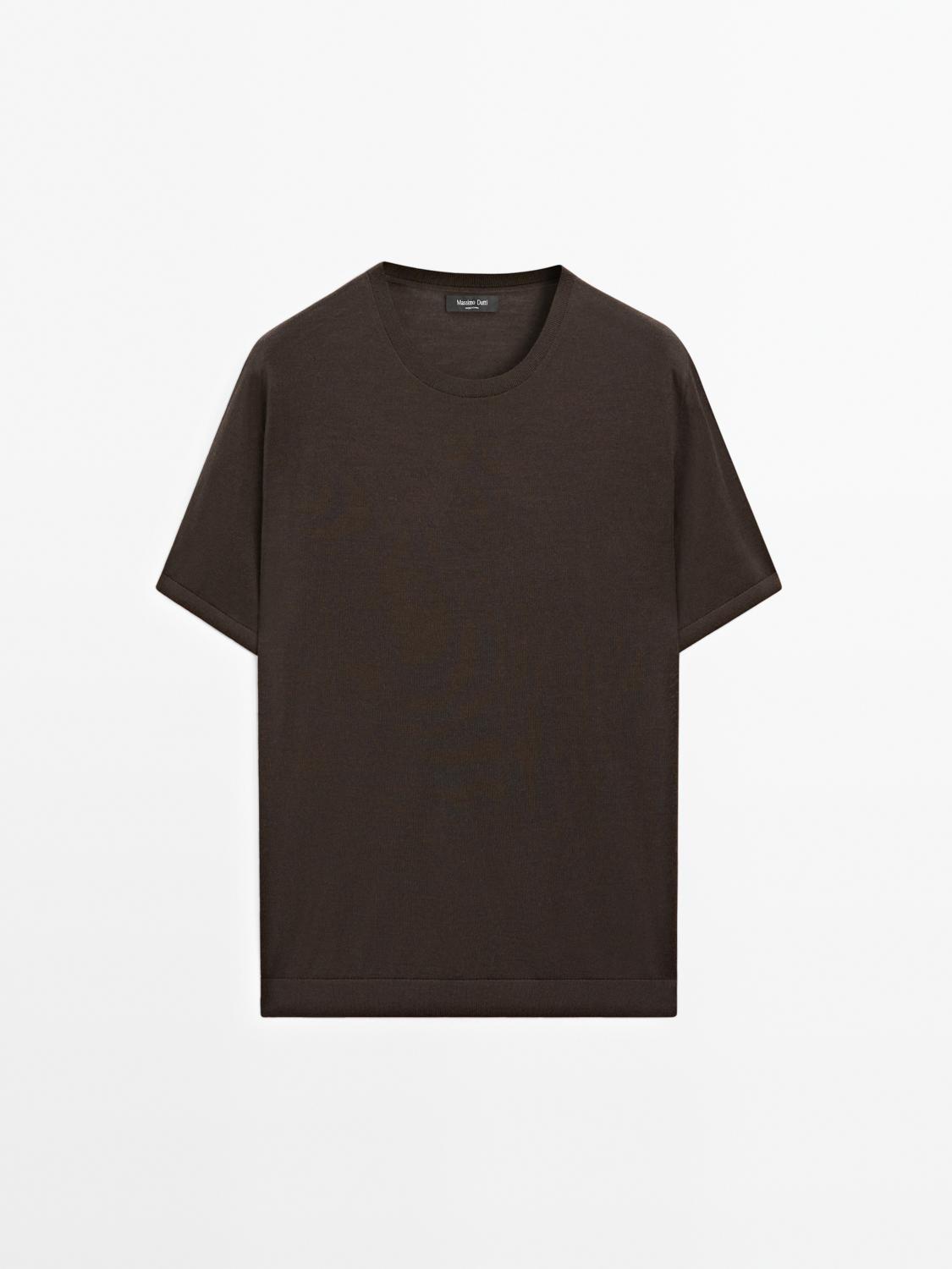 Short sleeve knit wool blend T-shirt Product Image