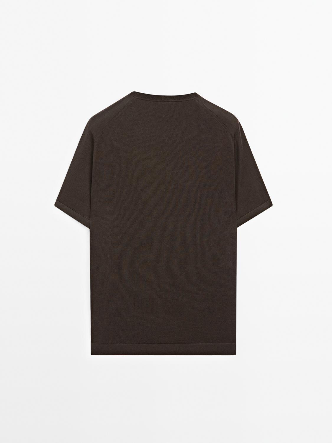 Short sleeve knit wool blend T-shirt Product Image