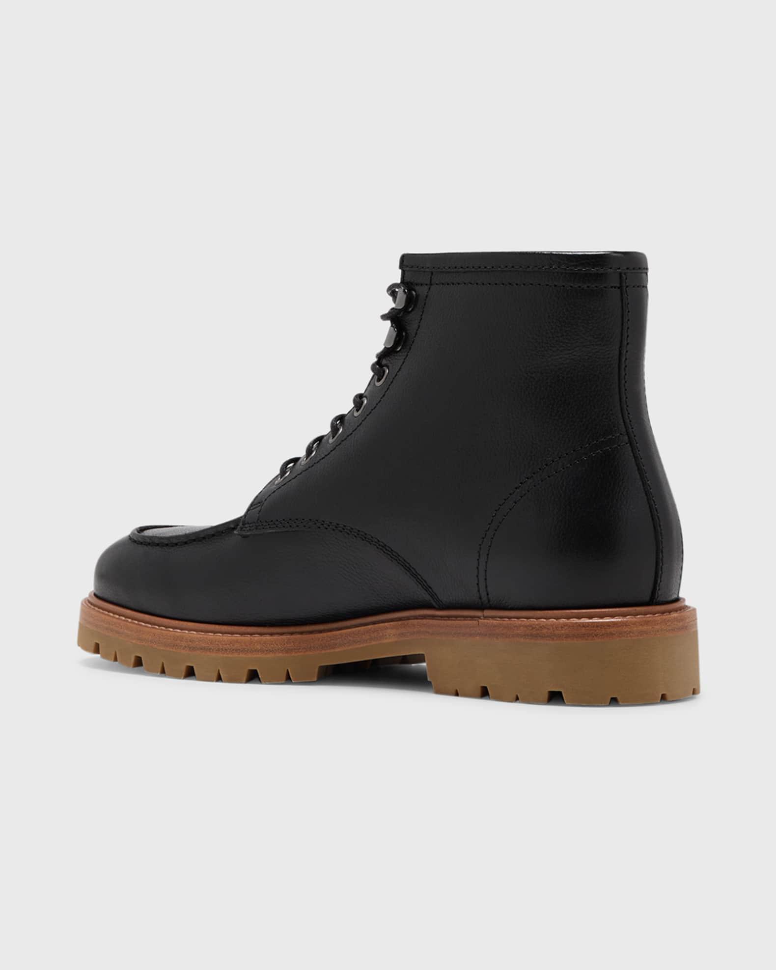 Men's Apron Toe Leather Lace-Up Boots Product Image