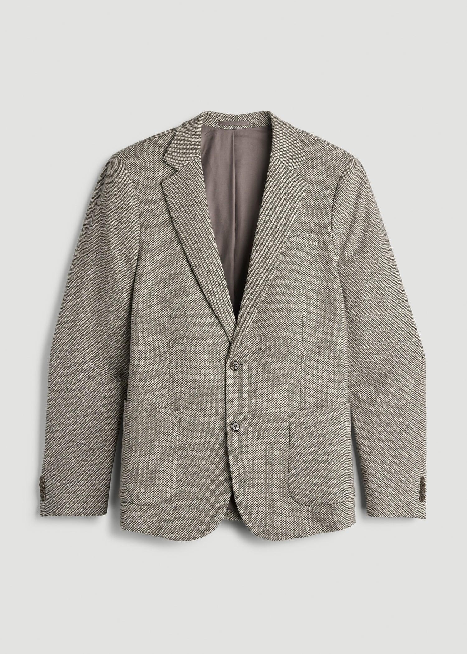 Wool Blend Blazer for Tall Men in Taupe Basketweave Male Product Image