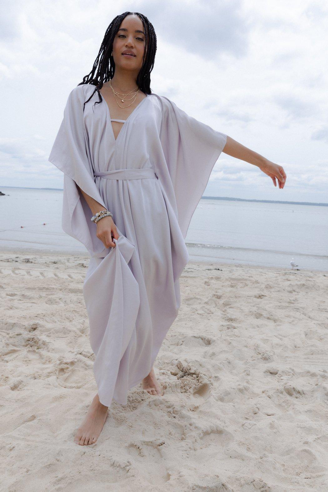 Satin Kaftan Tie-Front Maxi Product Image