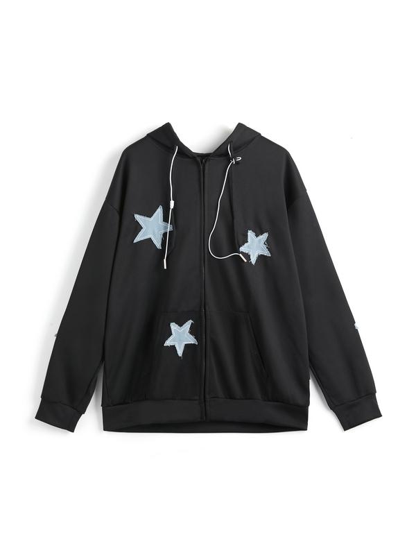 Men's Star Patch Zip Up Hoodie Product Image