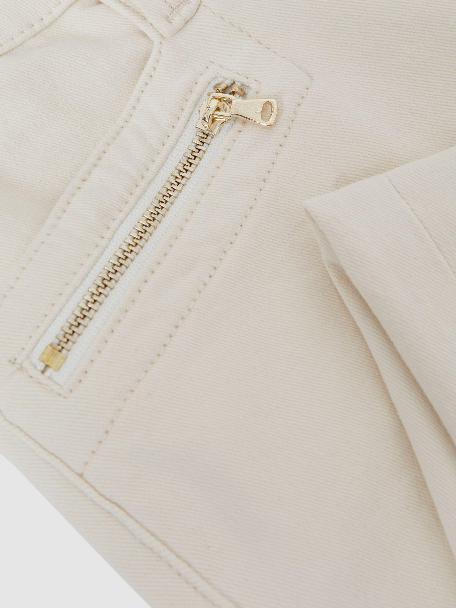 Paige High Rise Straight Leg Jeans in Ecru Product Image