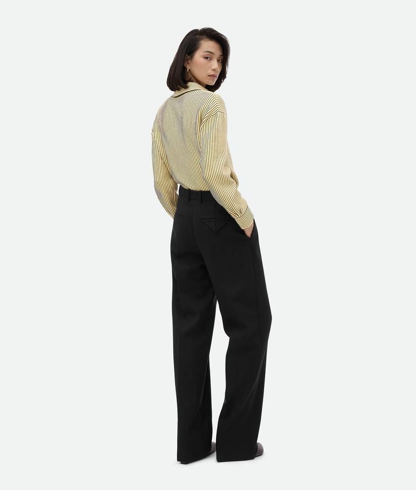 Women's Striped Wool Trousers in Black/dark blue Product Image