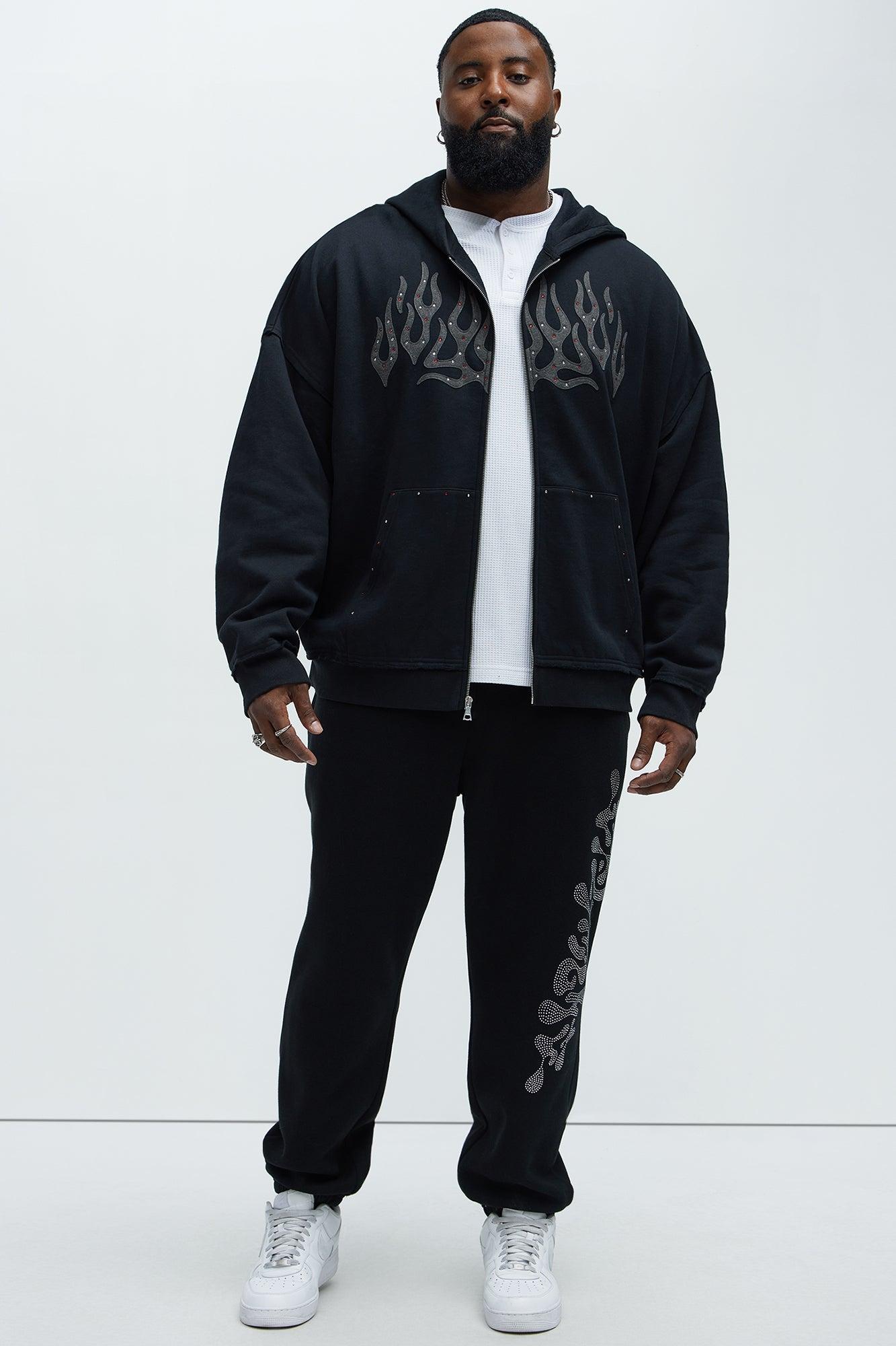 Tyson Bling Oversized Zip Hoodie - Black Product Image