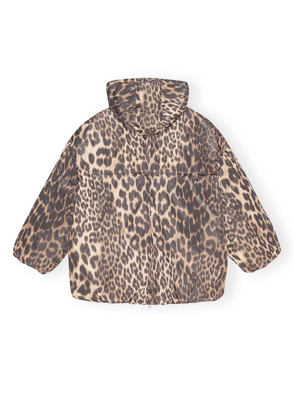leopard print hooded puffer jacket Product Image