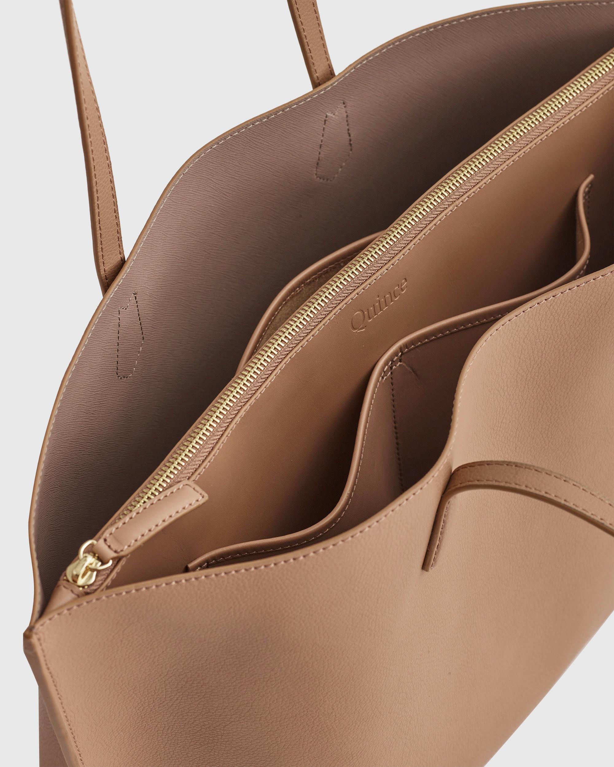 Quince | Women's Italian Leather Triple Compartment Shopper Tote Product Image