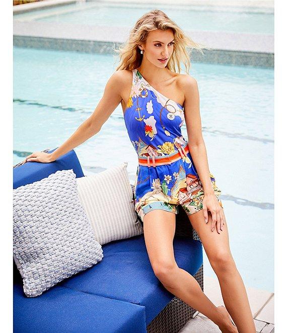 Antonio Melani Polina Linen Blend Ocean Print Button Front Collar Long Sleeve Coordinating Blouse Product Image