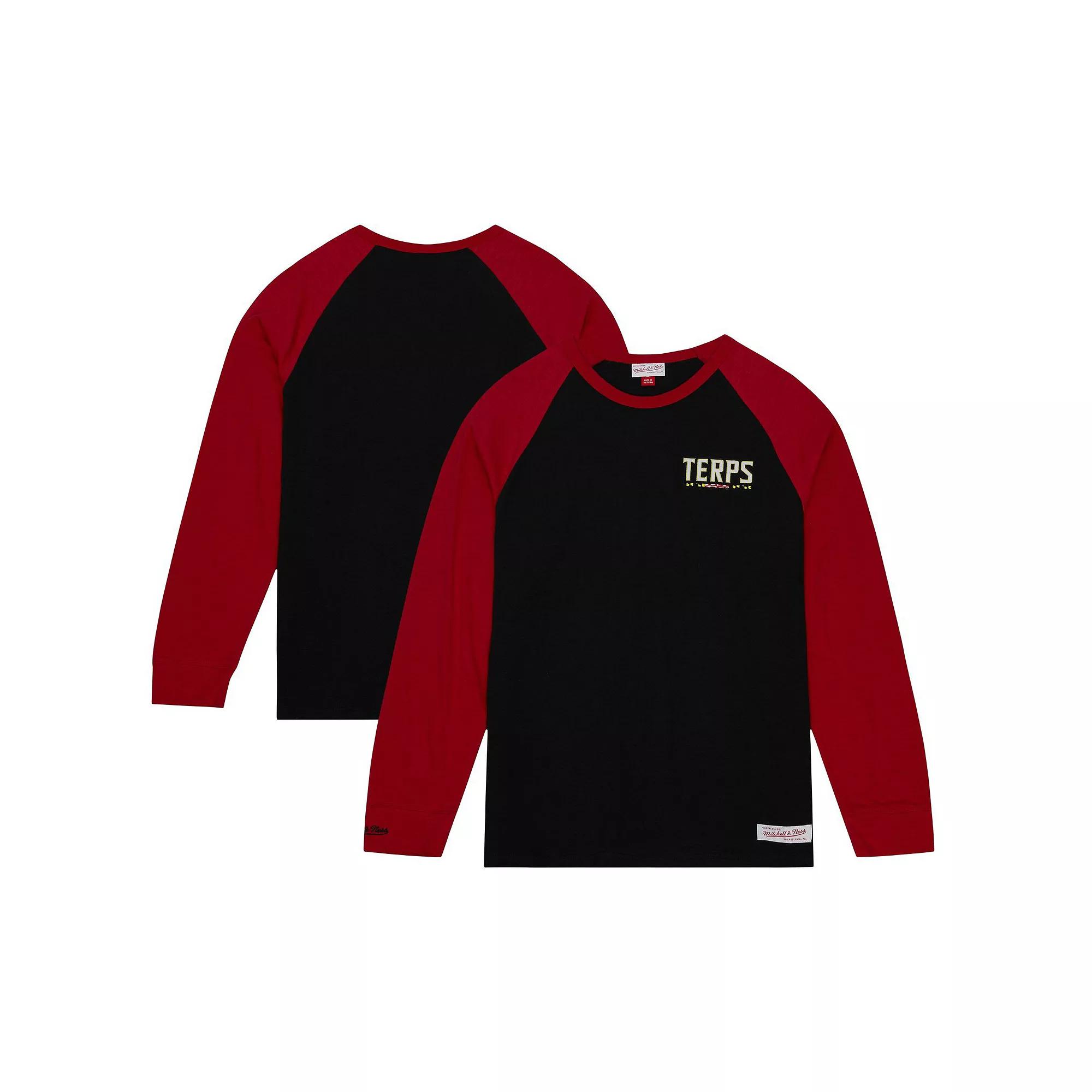 Men's Mitchell & Ness Black Maryland Terrapins Legendary Slub Raglan Long Sleeve T-Shirt, Size: Small Product Image