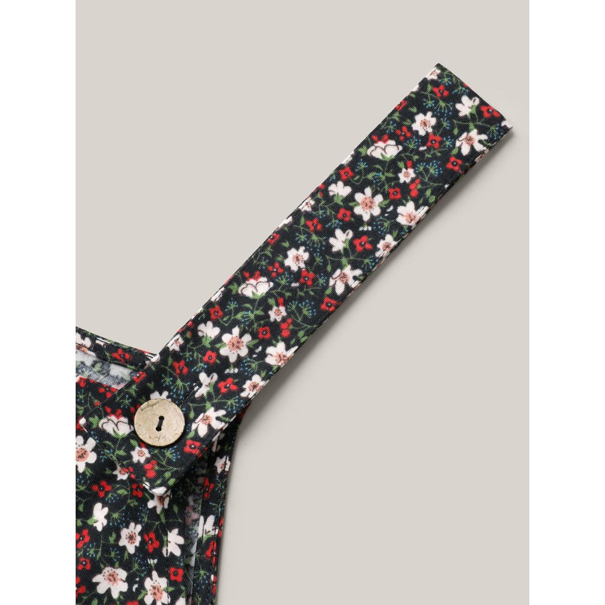 Plus Size BlackFlower Ditsy Floral Print Cami Straight-Leg Jumpsuit Women Casual Sleeveless Non Everyday-Casual Loose Jumpsuits BloomChic 14-16/1X Product Image