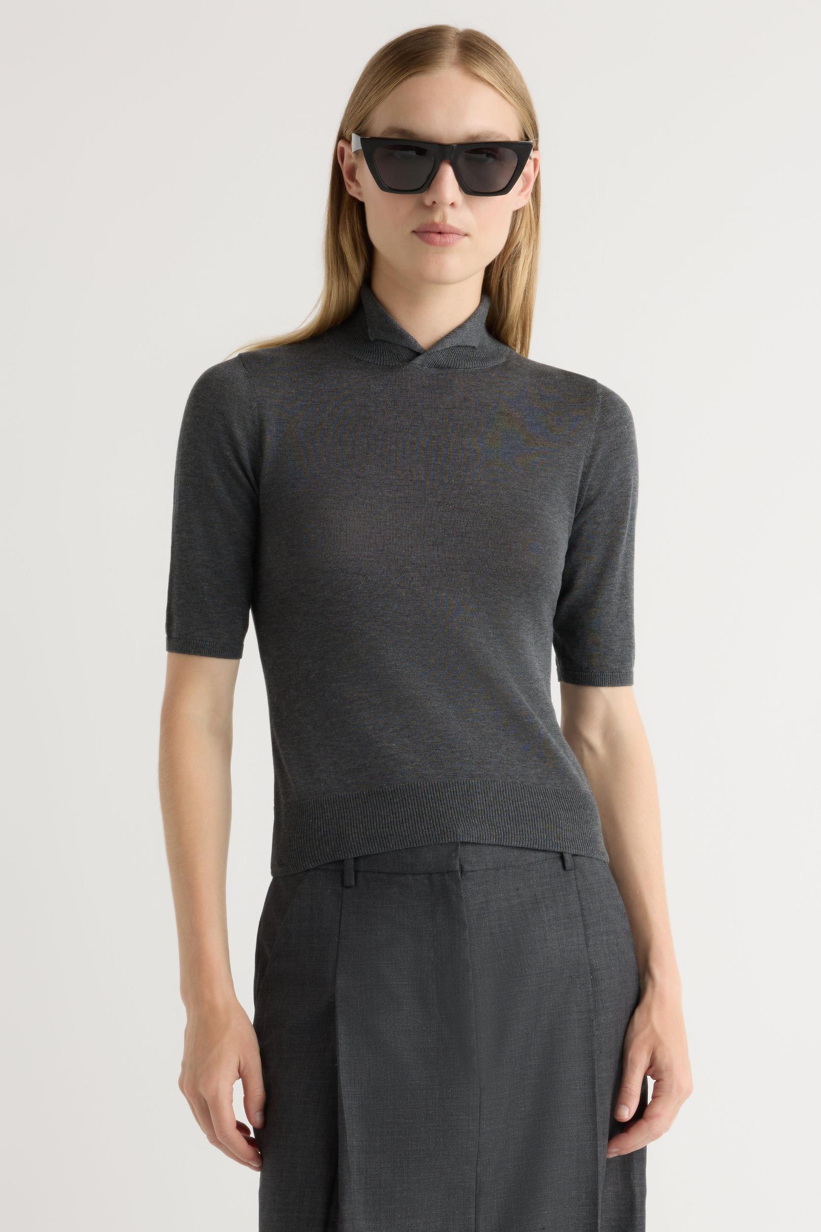 Gia Cotton-Silk Turtleneck Knit Top Product Image