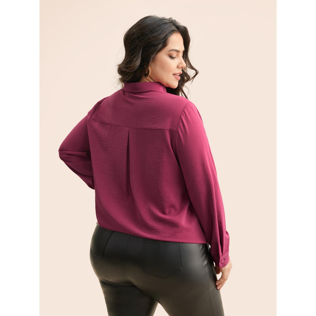 Plus Size RedViolet Shirt Collar Broderie Anglaise Tie Knot Blouse Women Elegant Long Sleeve Shirt collar Everyday Blouses BloomChic 14-16/1X Product Image