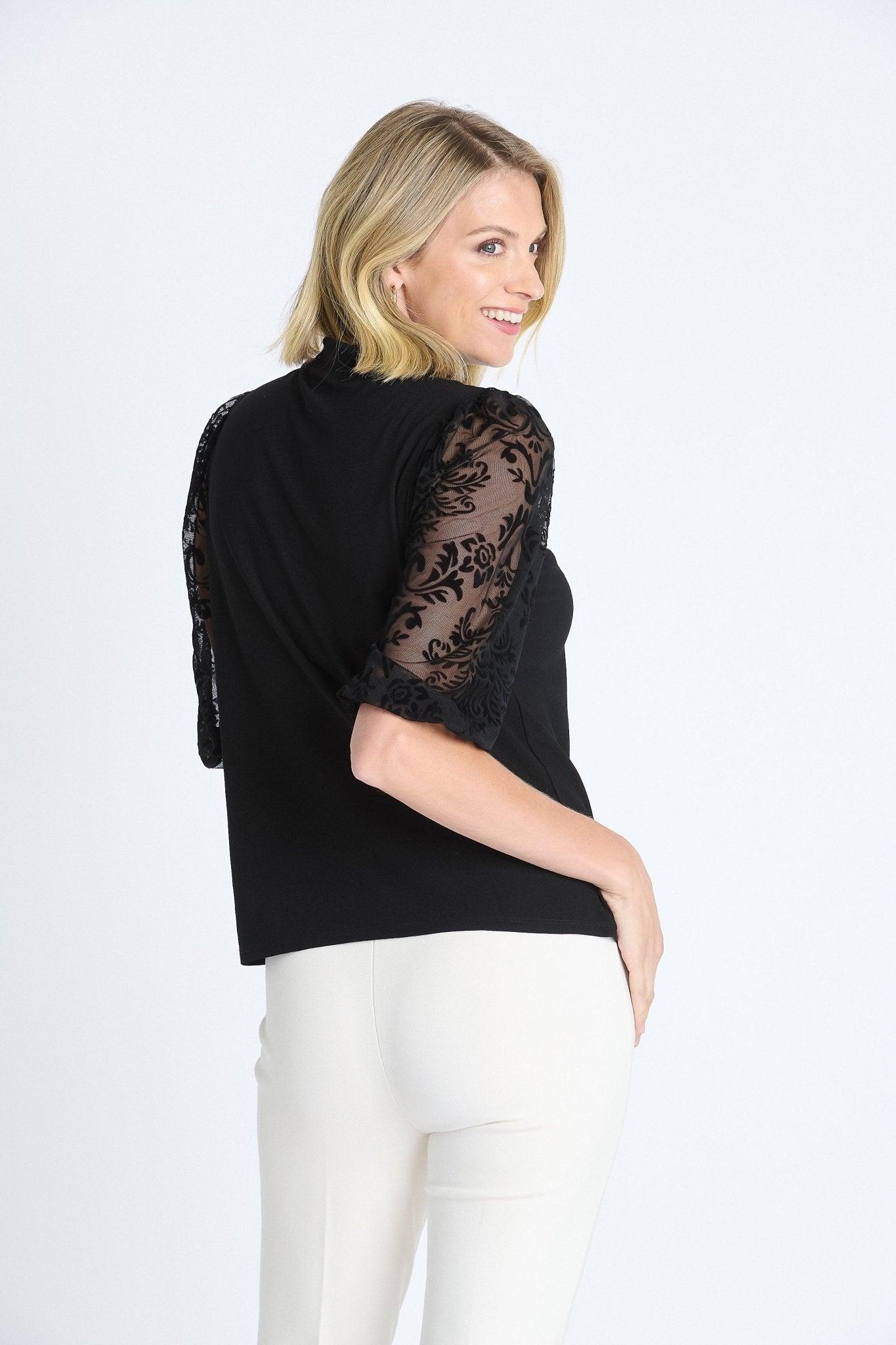 Mock Neck 3/4 Sleeve Lace Top Product Image
