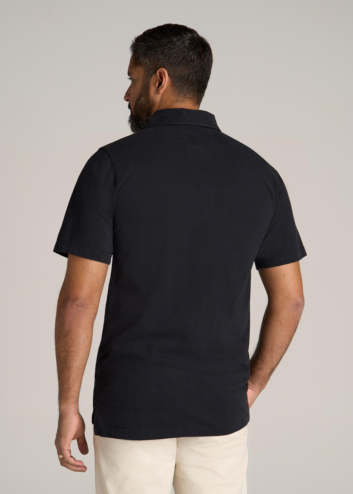 LJ&S Ultra Soft Short Sleeve Cotton Polo for Tall Men in Vintage Black Male Product Image