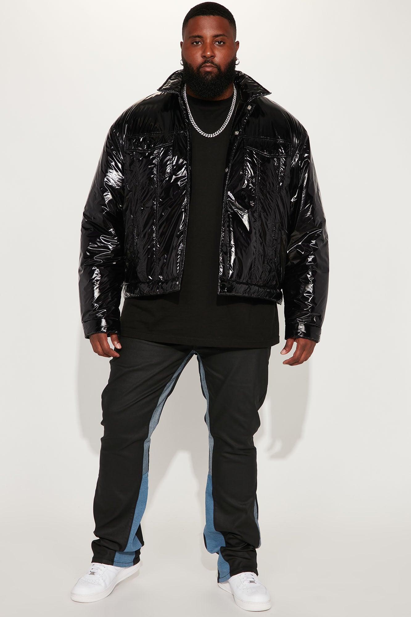 Posted Shiny Nylon Trucker Jacket - Black Product Image