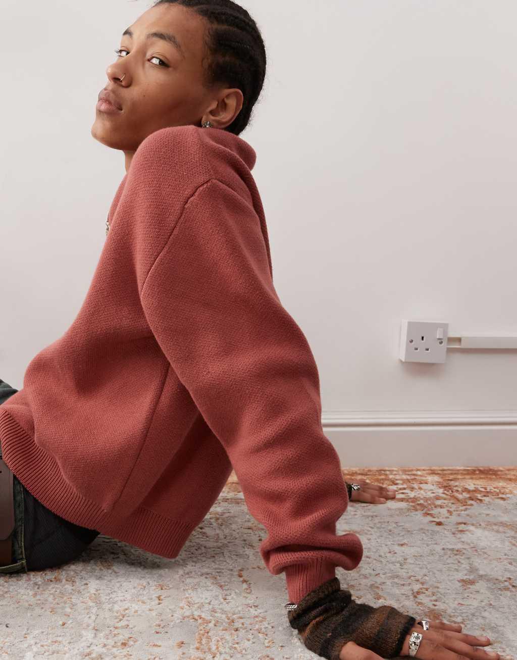 Weekday Emilio sweater in rust Product Image