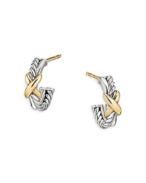 David Yurman Sterling Silver & 18K Yellow Gold Petite X Mini Hoop Earrings Product Image