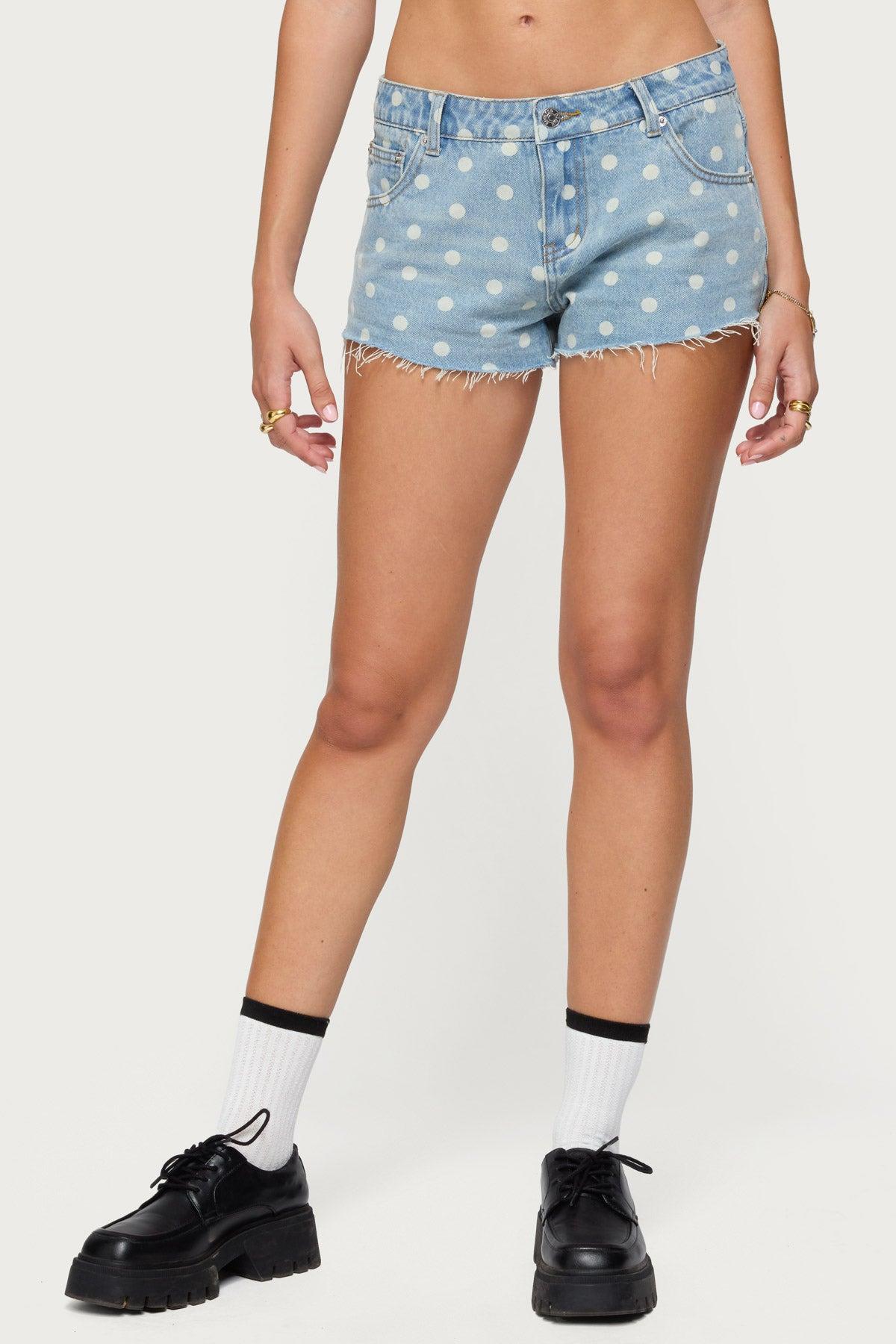Josie Polka Dot Denim Shorts Product Image