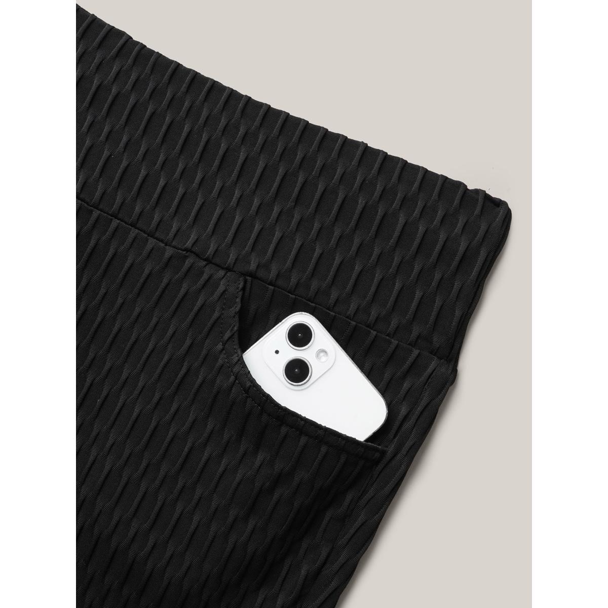 Plus Size Textured Wide waist Super Stretch Leggings Women Black Leisure High stretch Skinny Mid Rise Casual Leggings BloomChic 30/6X Product Image