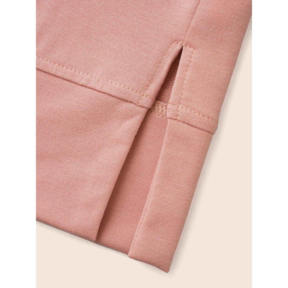 Plus Size Solid Slightly Stretchy Hooded Drawstring Sweatshirt Women Dirtypink Casual Drawstring Loose Hooded Everyday Sweatshirts BloomChic 18-20/2X Product Image