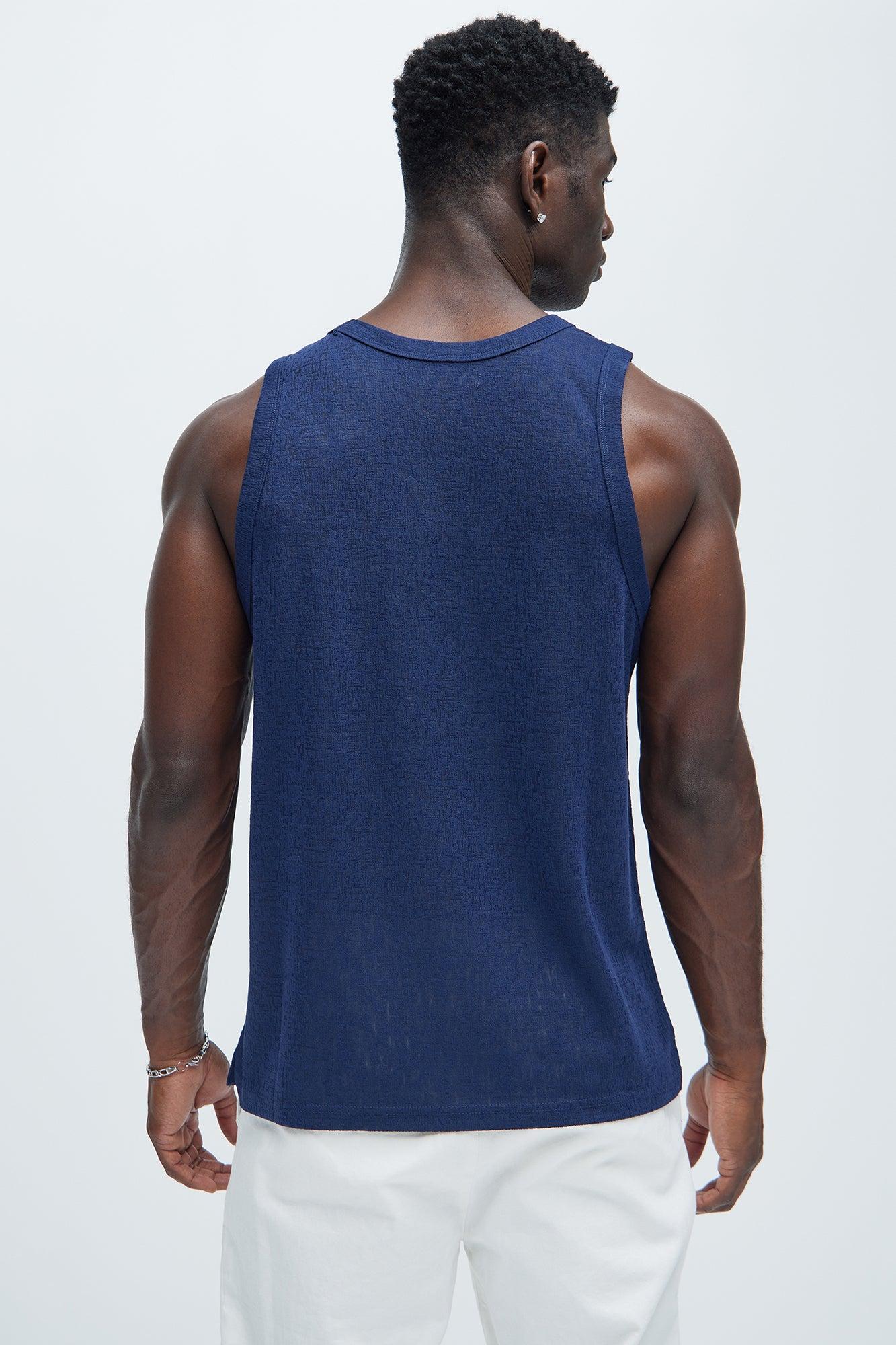 Henrik Textured Tank - Navy Product Image
