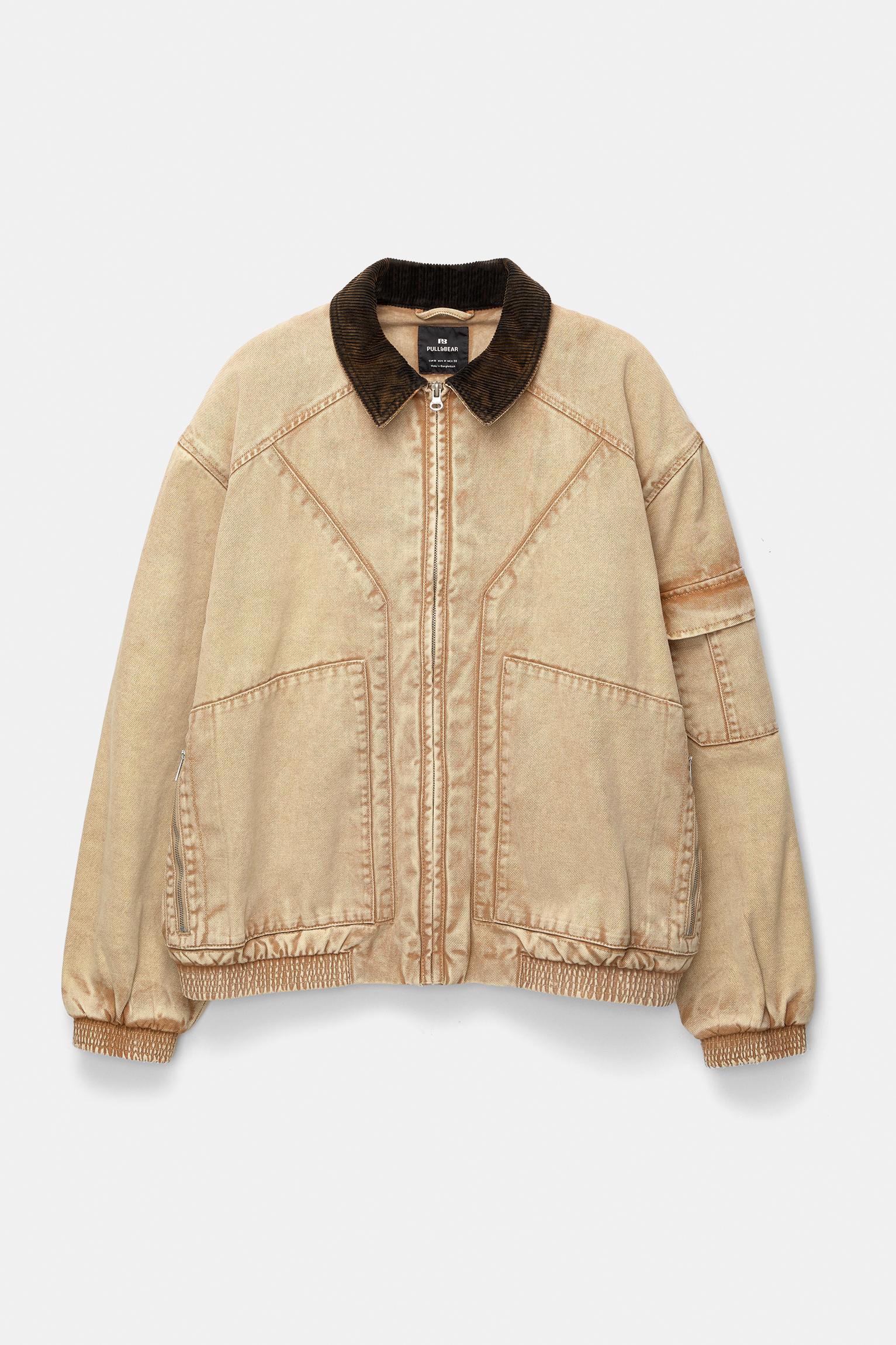 Cotton jacket with corduroy collar Product Image