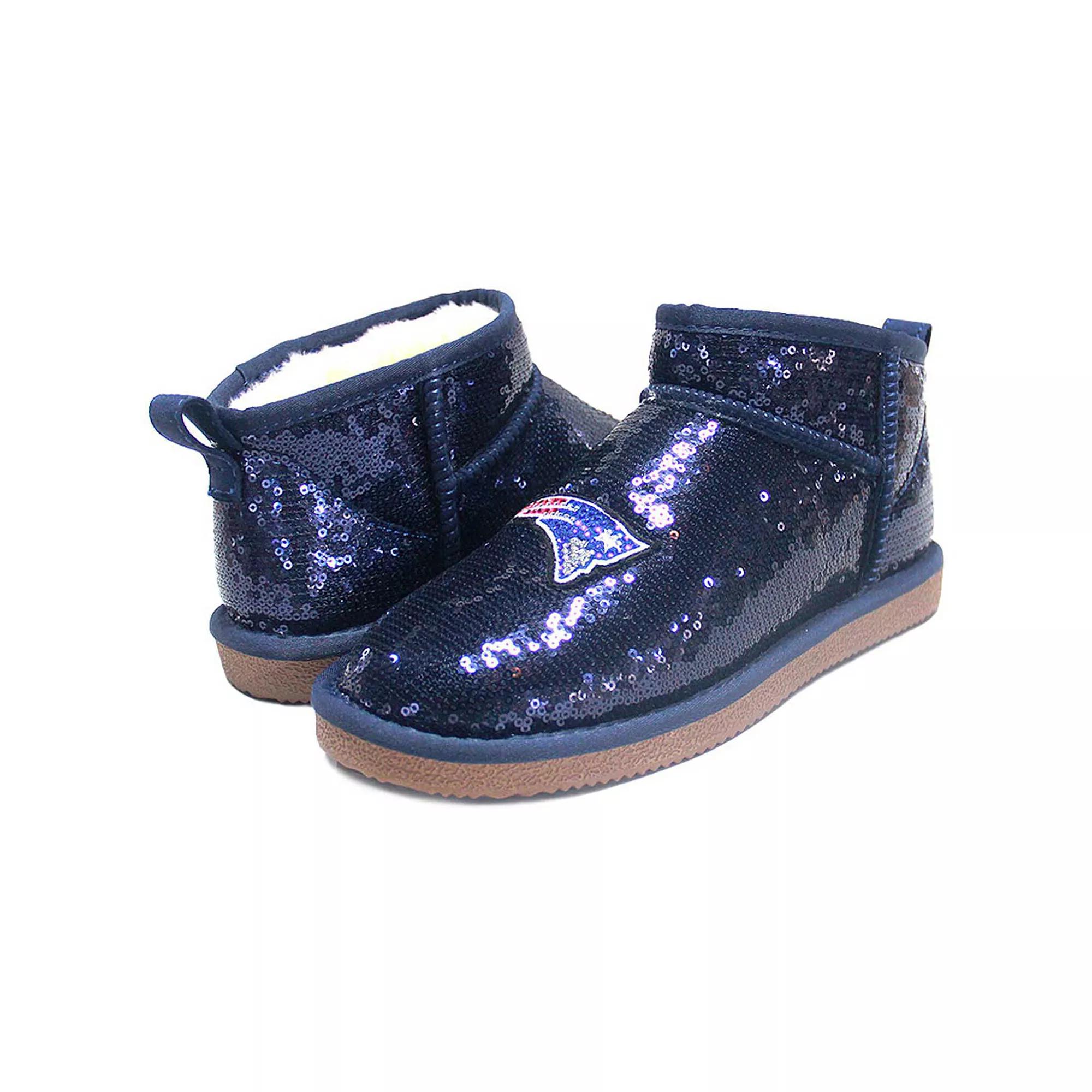 Women's Cuce Navy New England Patriots Sequin Ankle Boots,  Product Image