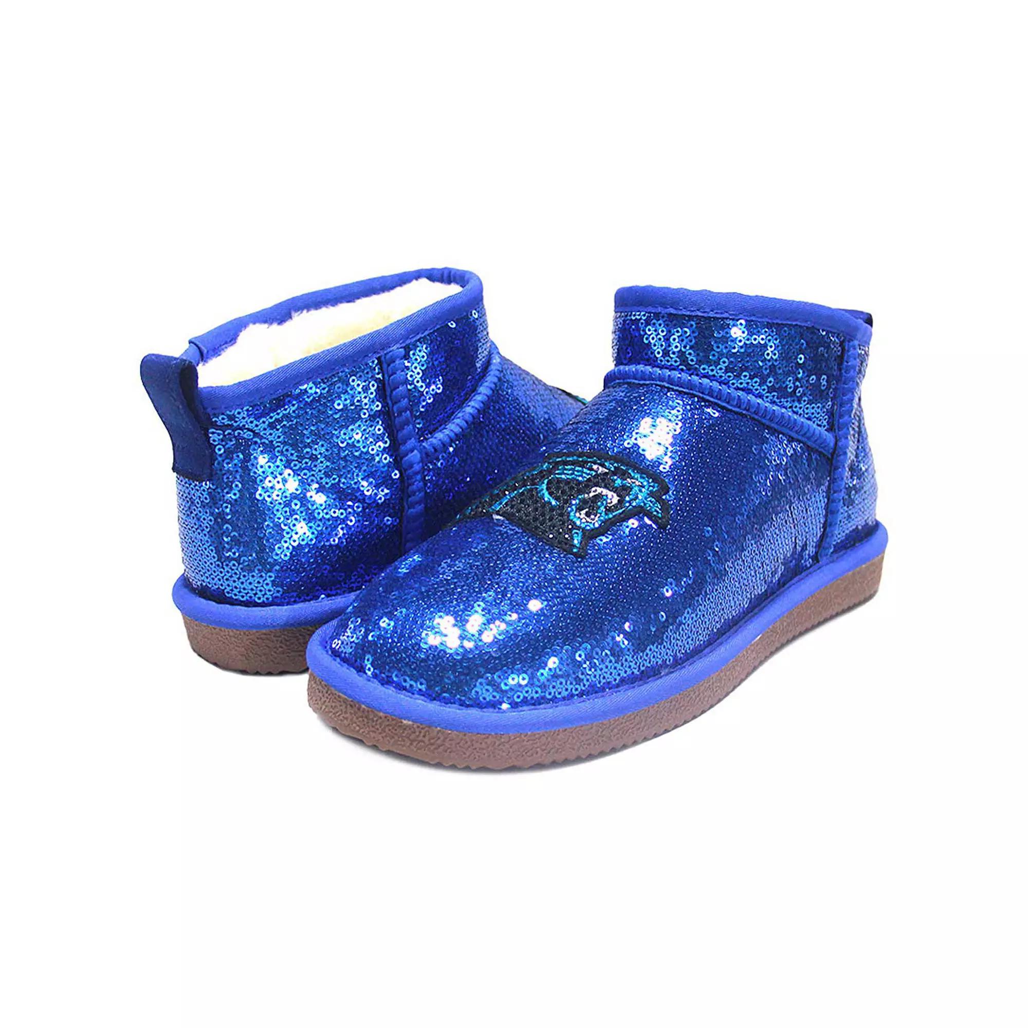 Women's Cuce Blue Carolina Panthers Sequin Ankle Boots,  Product Image