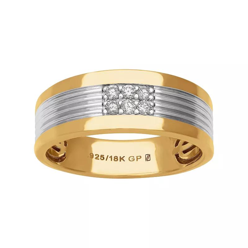 Men's AXL 18k Gold-Plated Silver 1/8 Carat T.W. Diamond Ring, Size: 11, Gold Tone Product Image