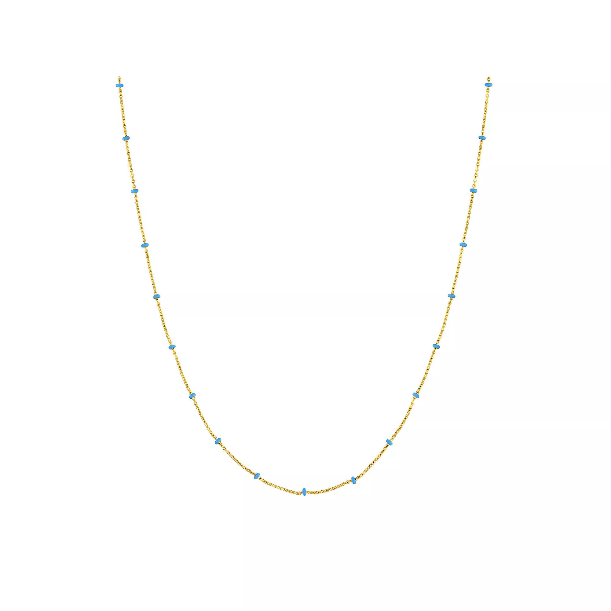 Color Romance 14k Gold Enamel Color Accent Saturn Chain Necklace, Women's, Size: 18", Light Blue Product Image