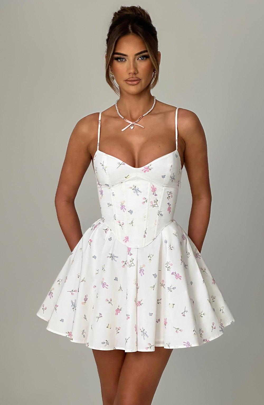 Analeigh Mini Dress - White Multi Floral Print Product Image