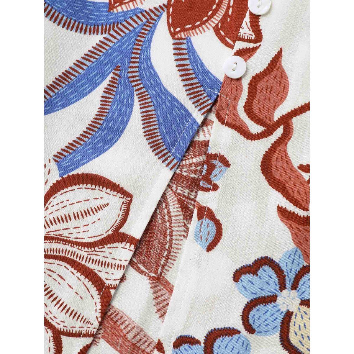 Plus Size Large Floral Print Button Placket Midi Dress Multicolor Women V-neck Short sleeve Curvy BloomChic 10/M Product Image