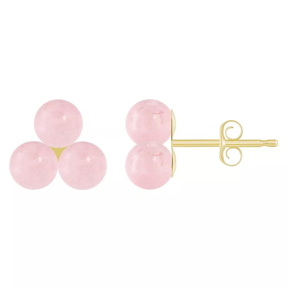 Celebration Gems 10k Gold Sphere Gemstone Cluster Earrings, Women's, Pink Quartz Product Image