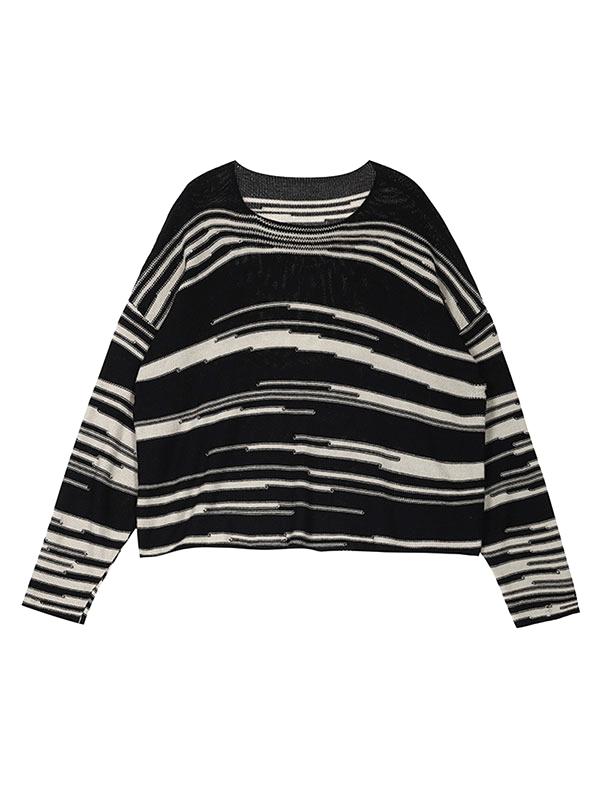 Oversized Stripe Jumper Knit Sweater Product Image