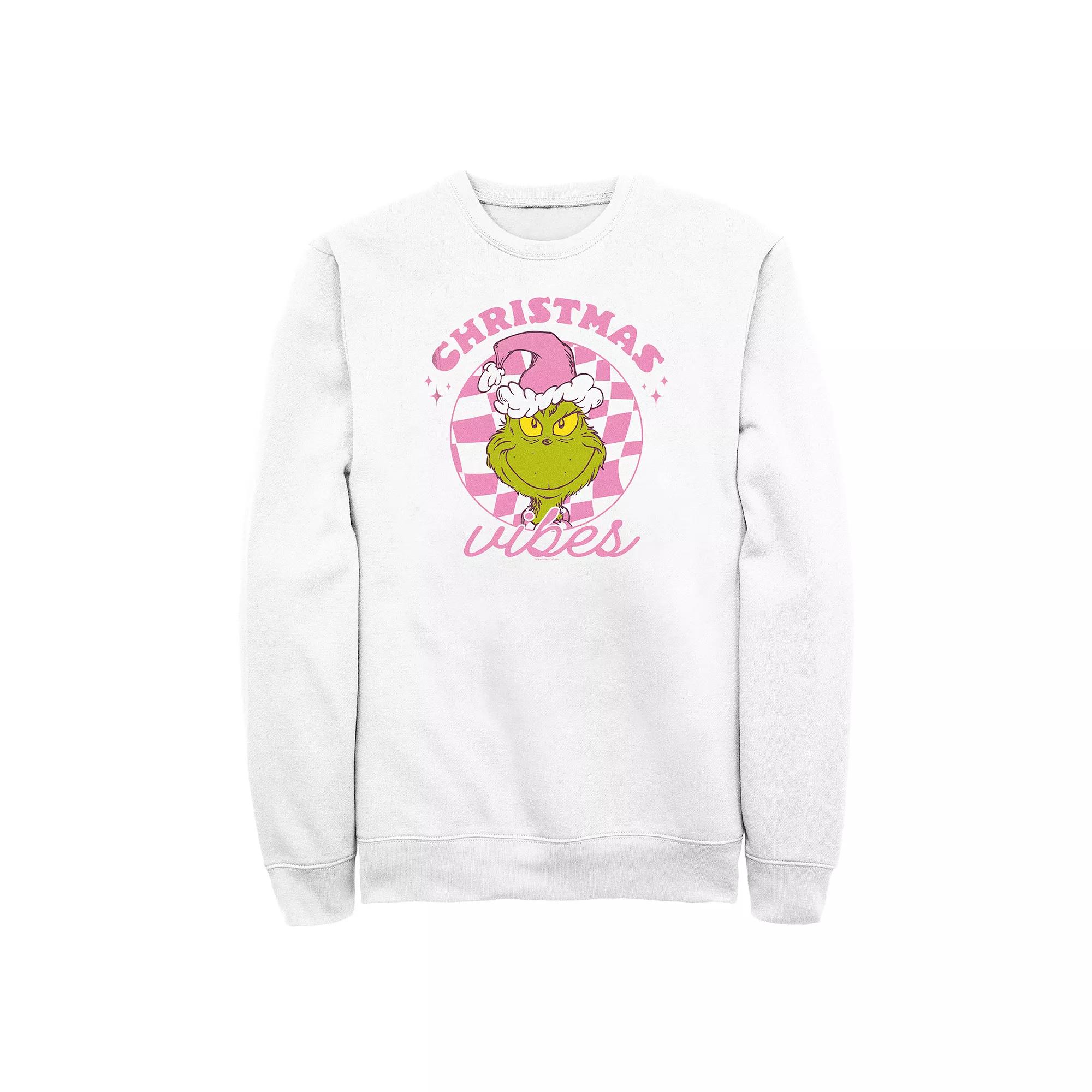 Men's Dr. Seuss Grinch Christmas Vibes Fleece Sweatshirt,  Product Image