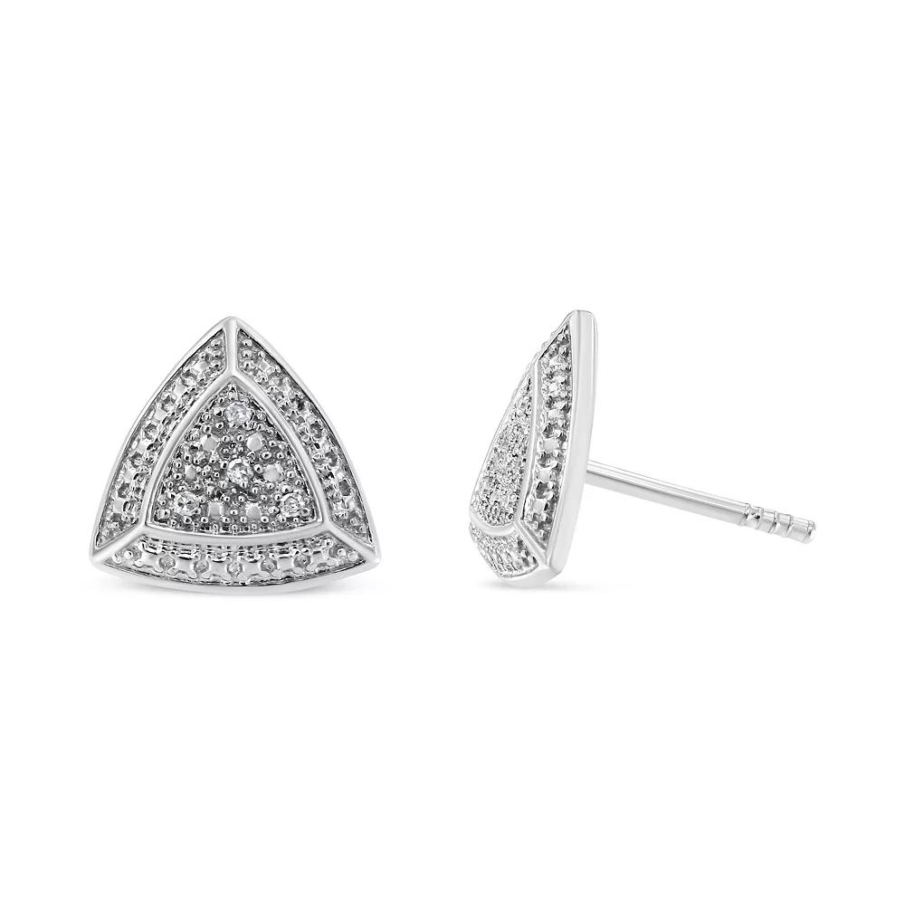 Haus of Brilliance Sterling Silver Diamond-Accented Trillion 4-Stone Halo-Style Stud Earrings, Women's Product Image