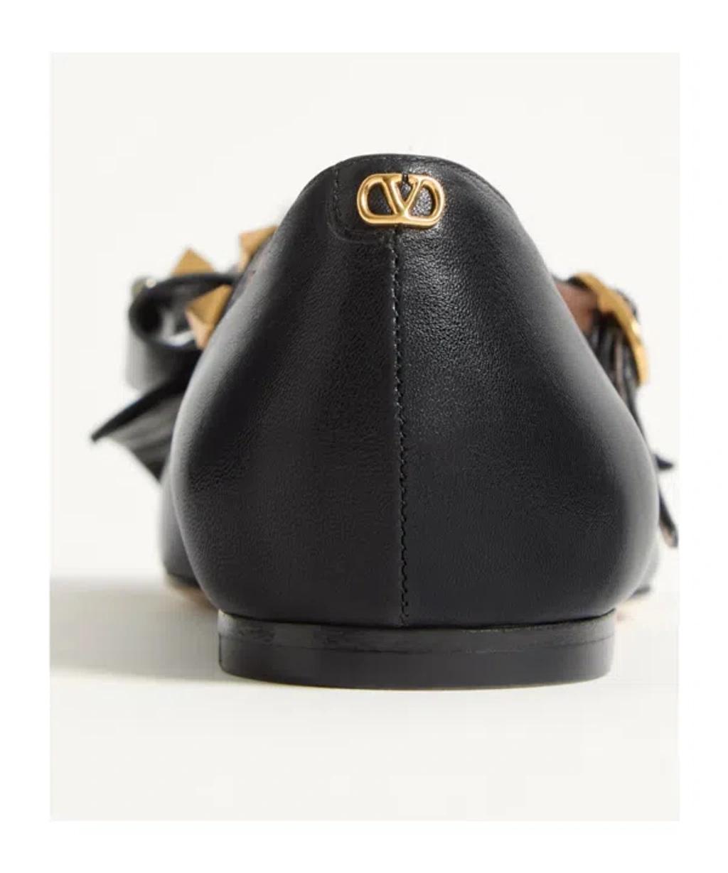 VALENTINO GARAVANI Mary-jane Bowow Ballerina In Kidskin With Studs Woman Black 35 In Multi Product Image