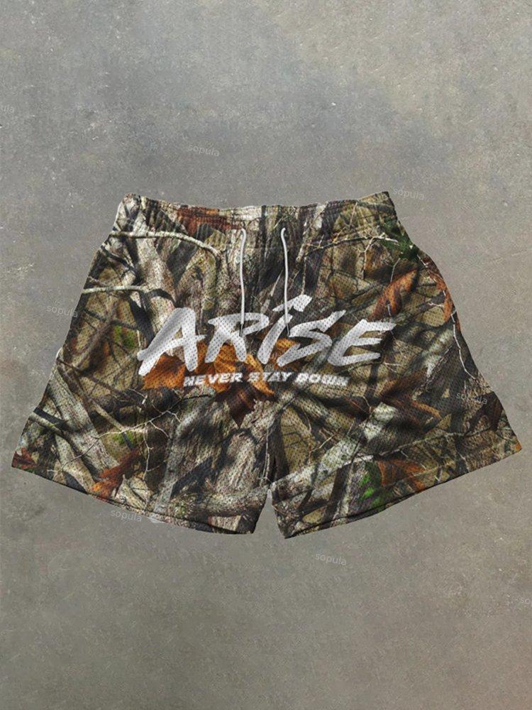 Sopula Vintage Stylish Jungle Graphic Casual Street Mesh Shorts Product Image