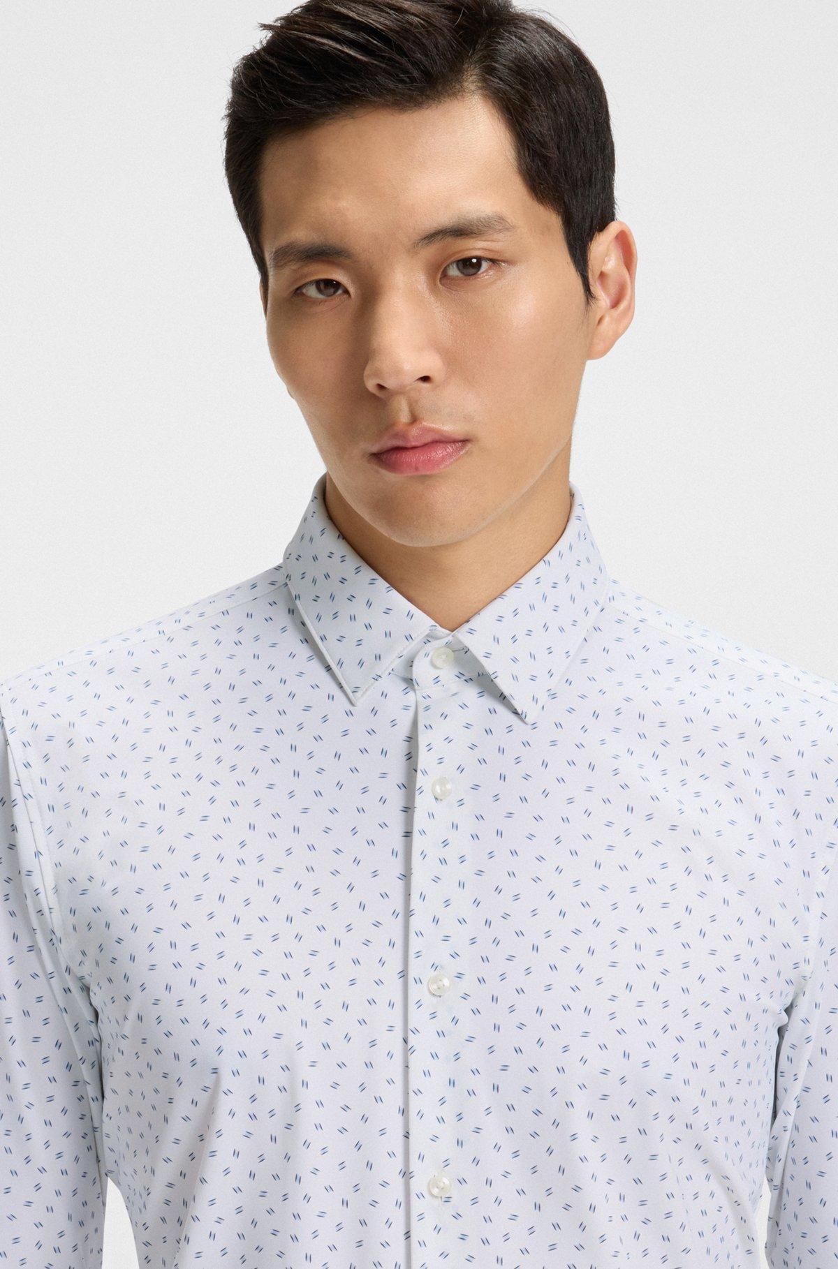 Slim-fit shirt in printed performance-stretch jersey Product Image