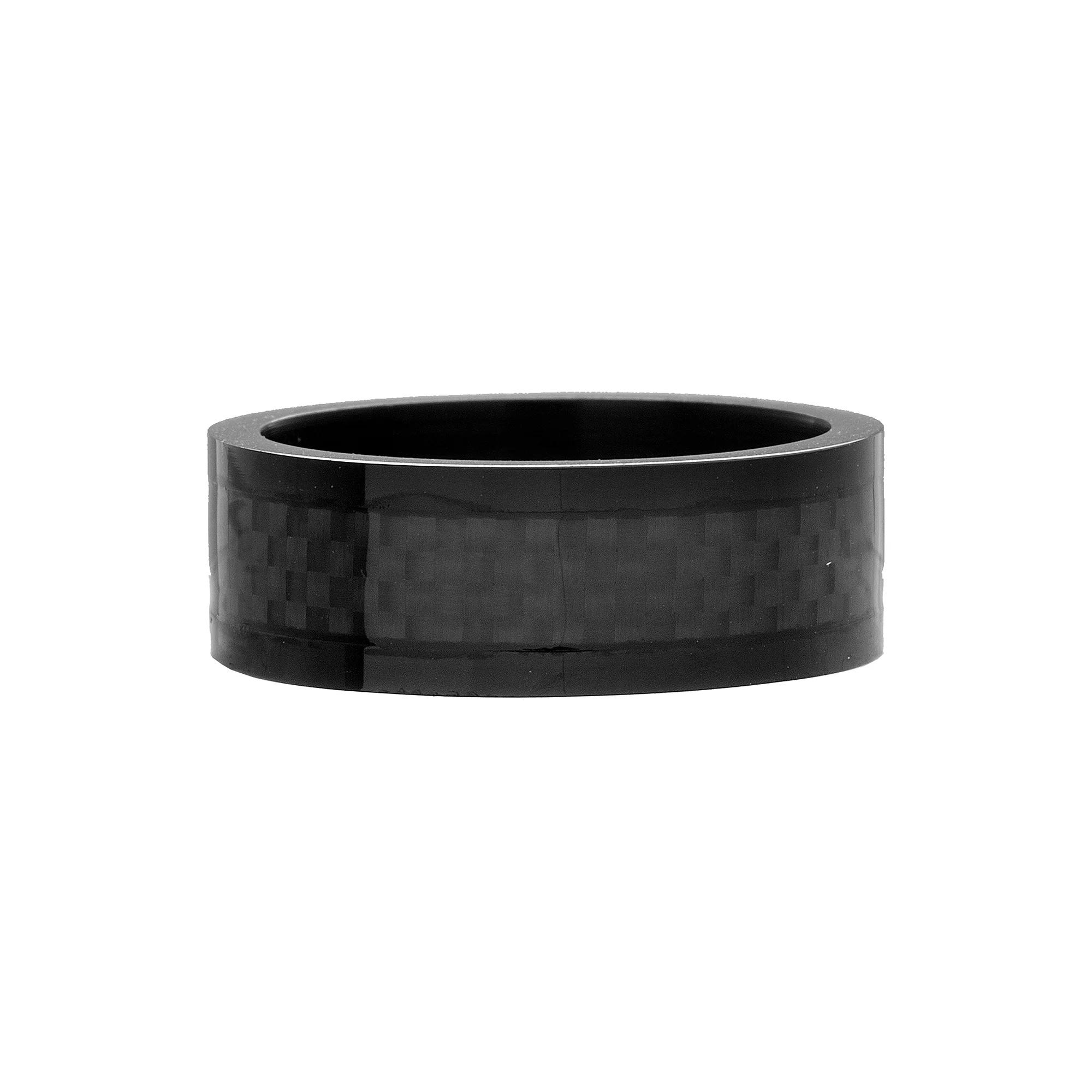 Men's 1913 Black Stainless Steel & Carbon Fiber Ring, Size: 10 Product Image