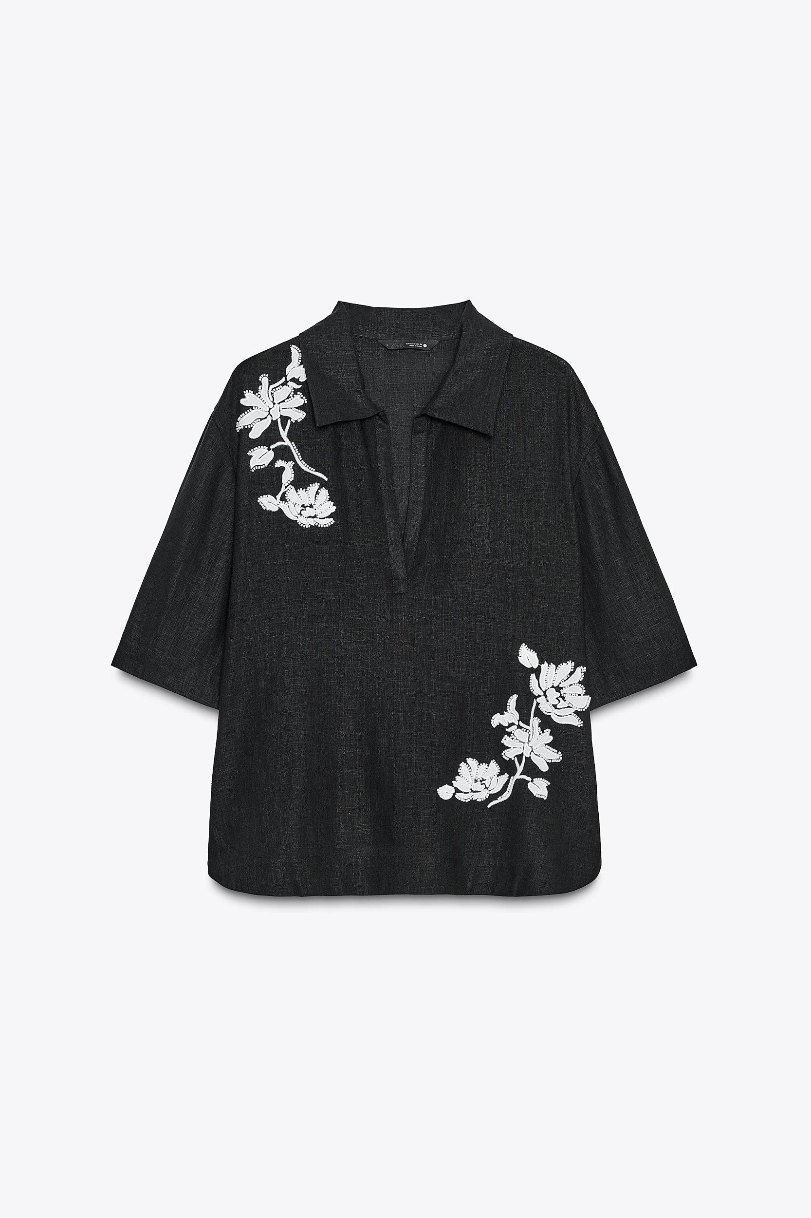 EMBROIDERED BEADED SHIRT ZW COLLECTION Product Image