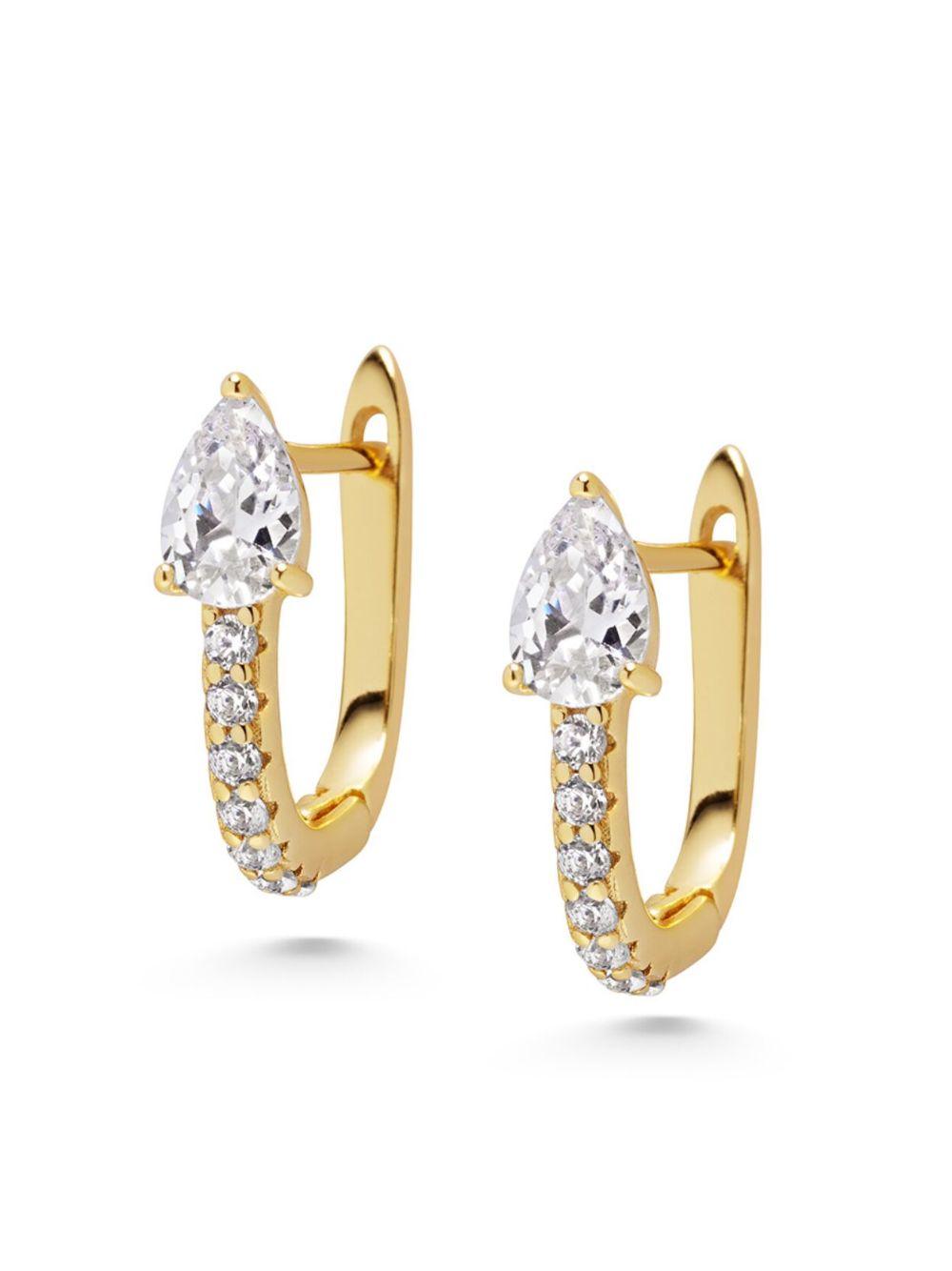 gold plated CZ hoop earrings Product Image