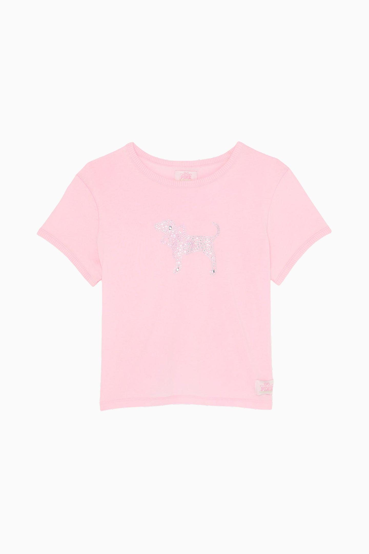 PINK x LoveShackFancy Cotton Baby Tee - PINK LOLLIPOP WASH / S Product Image