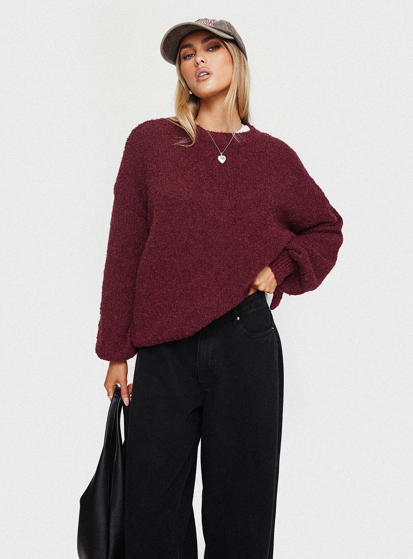 Niomie Knit Sweater Burgundy Product Image